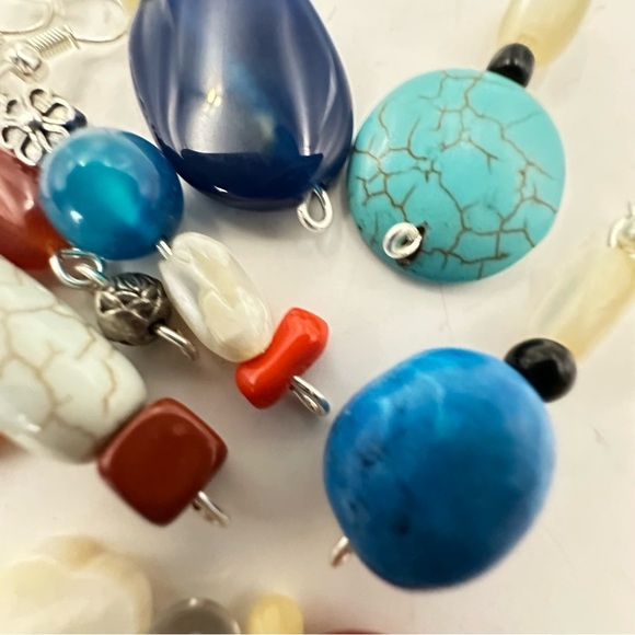 New Earrings Lot Of 10 Handmade Stones Beads Glass And Acrylic Wire Wrapped 5538 - Picture 3 of 14